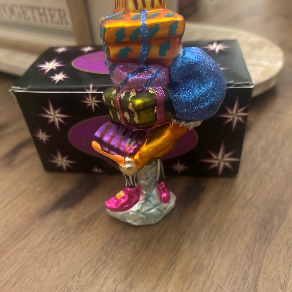 Christopher Radko Colorful Elf Ornament with Presents - Picture 2 of 2